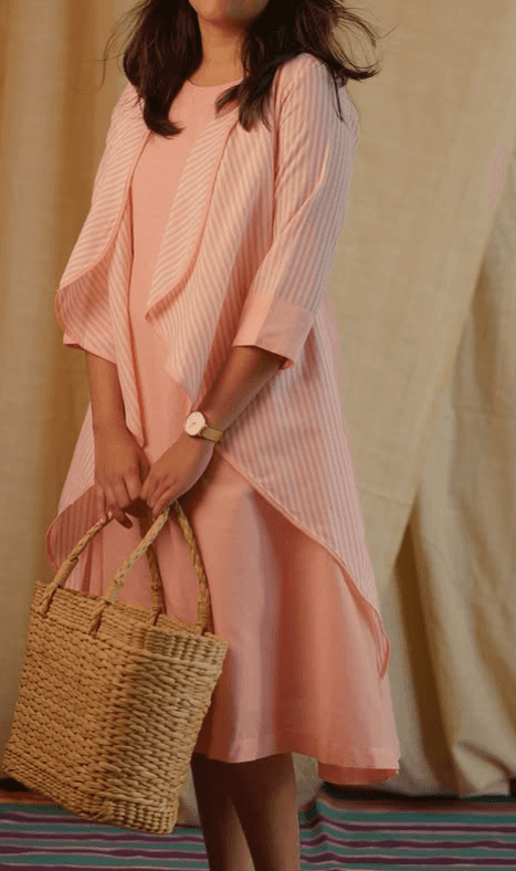 peachy pink a line dress alternate